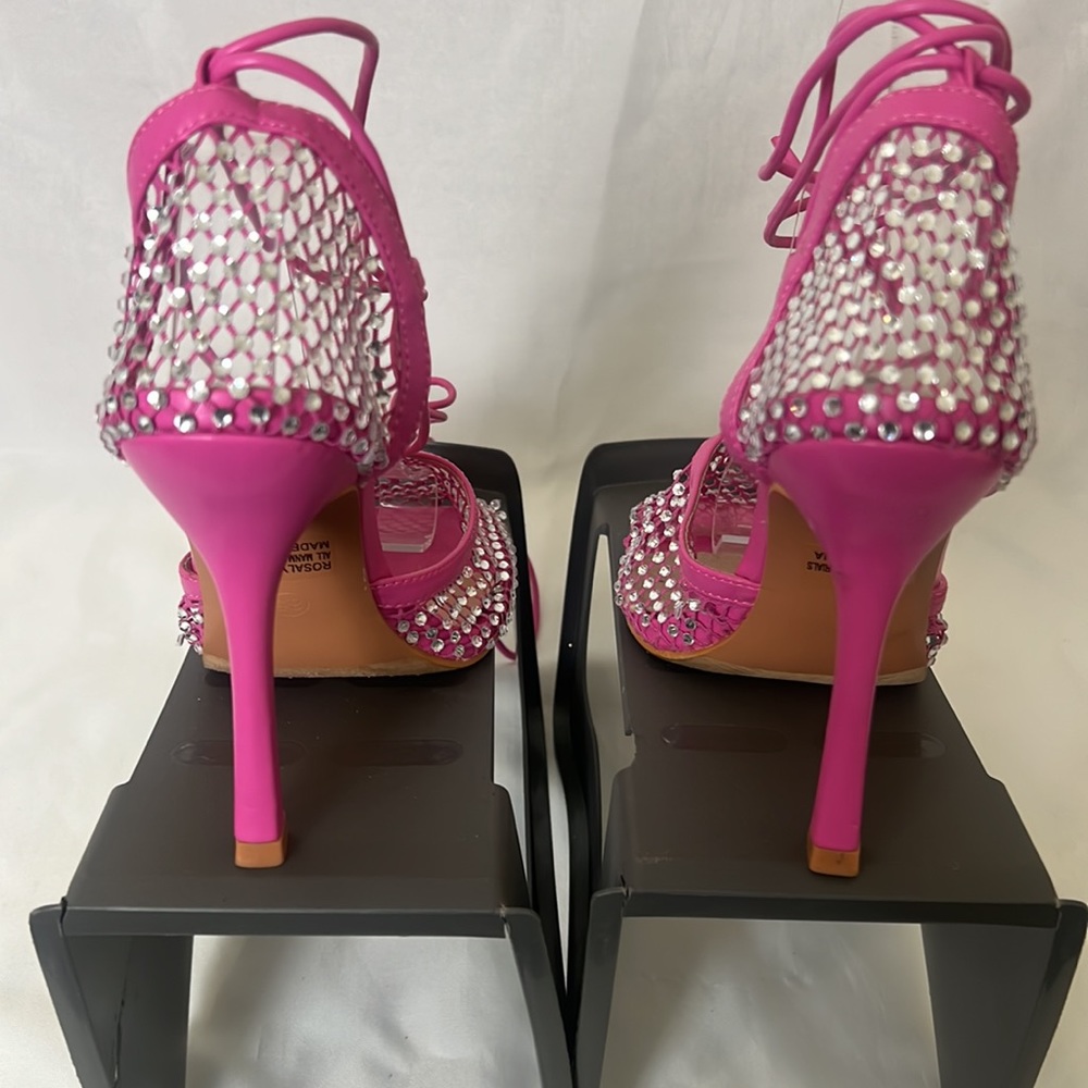 Pink ROSALYN Rhinestone Mesh Net Sandals by Mixx Shuz Sz8.5 - Picture 6 of 16
